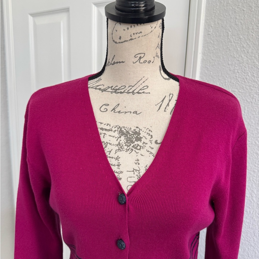 Susan Bristol Purple and Navy Cardigan - Picture 2 of 8